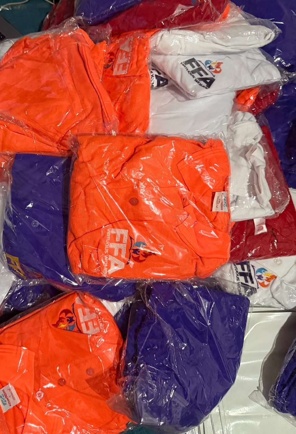 Flames of Faith Virtuous Women shirts packaged for delivery