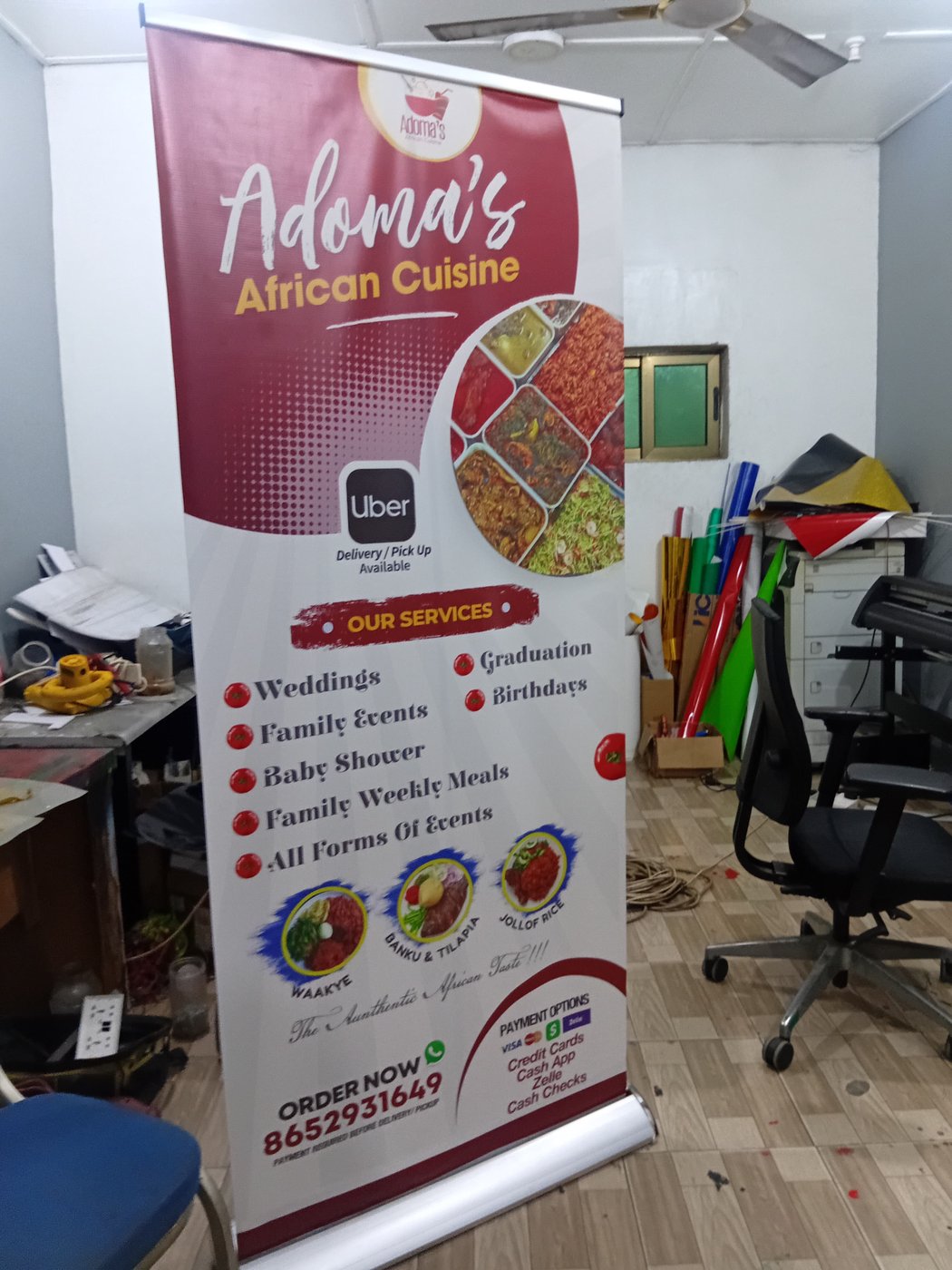 Adoma's African Cuisine roll-up banner