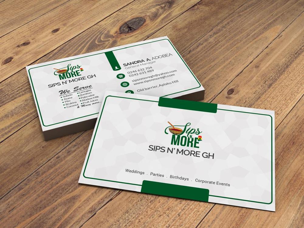Sips N More business card design