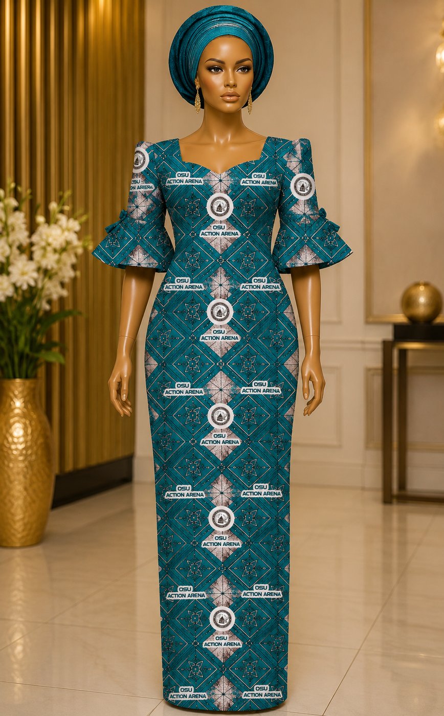 OSU Action Arena branded dress fabric design
