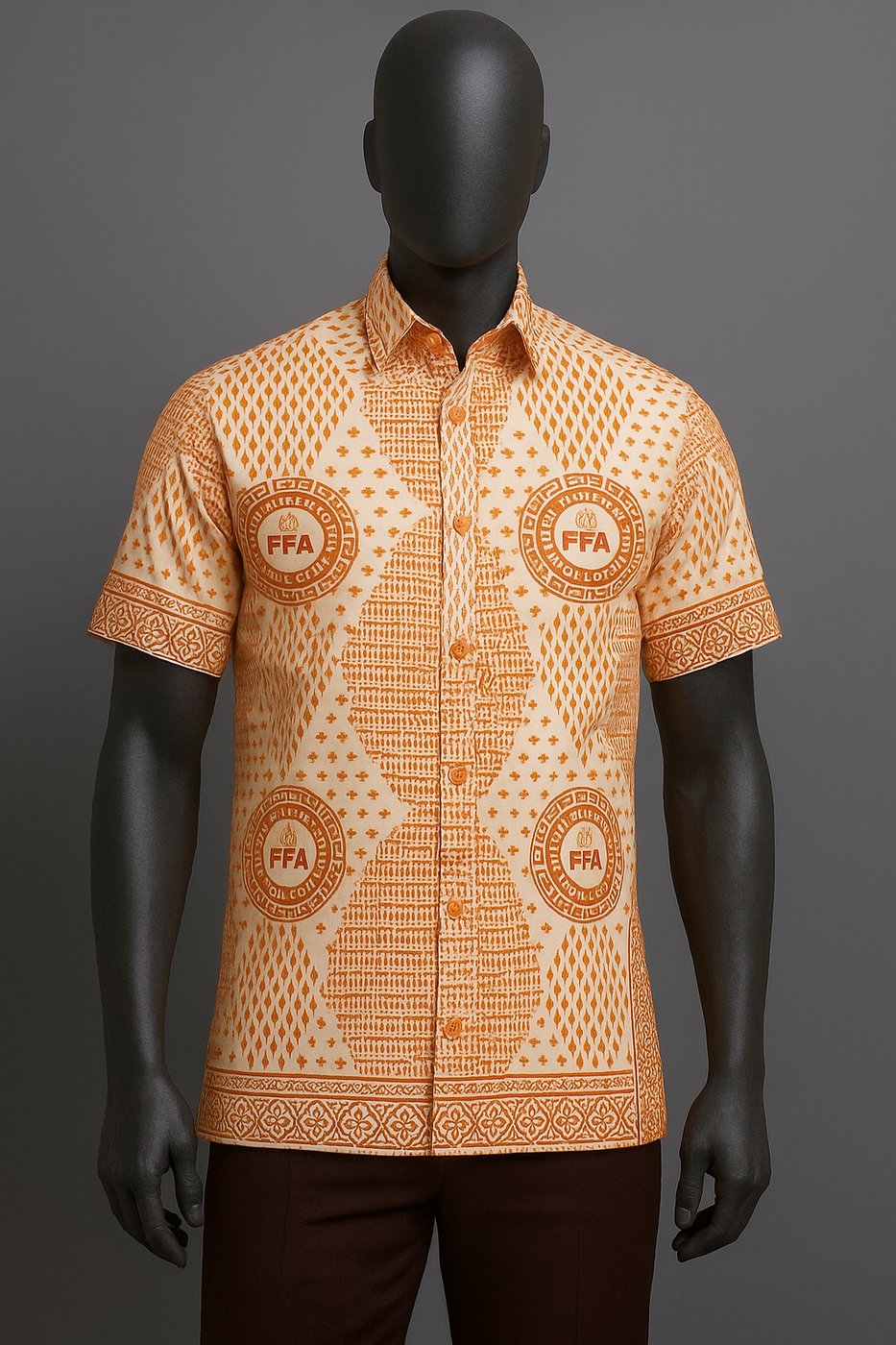 Flames of Faith Men's Ministry branded shirt fabric design