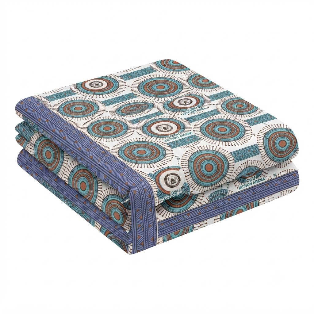 OSU Action Arena folded branded fabric, teal circle pattern
